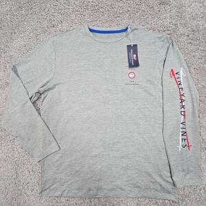 Vineyard Vines Mens Long‎ Sleeve Pullover Shirt Gray Size L Preppy Casual Ski